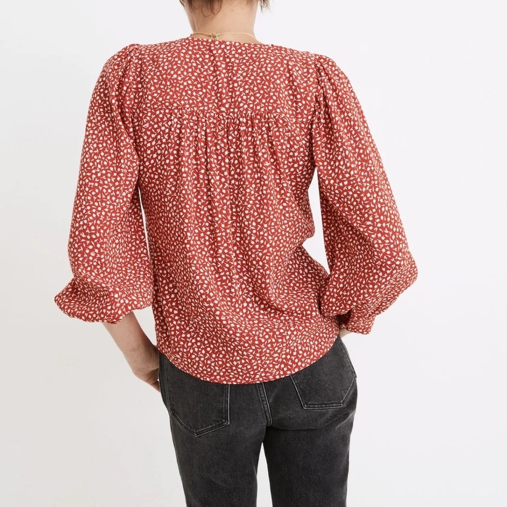 Madewell Kinston Wrap Top in Park Picnic. - Picture 8 of 11